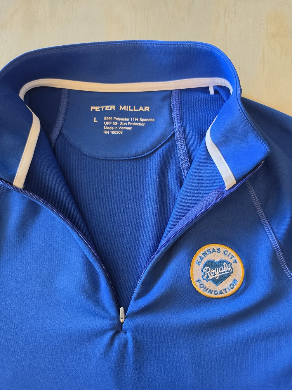 Peter Millar Women L Quarter Zip Pullover Blue Kansas City Royals Foundation MLB